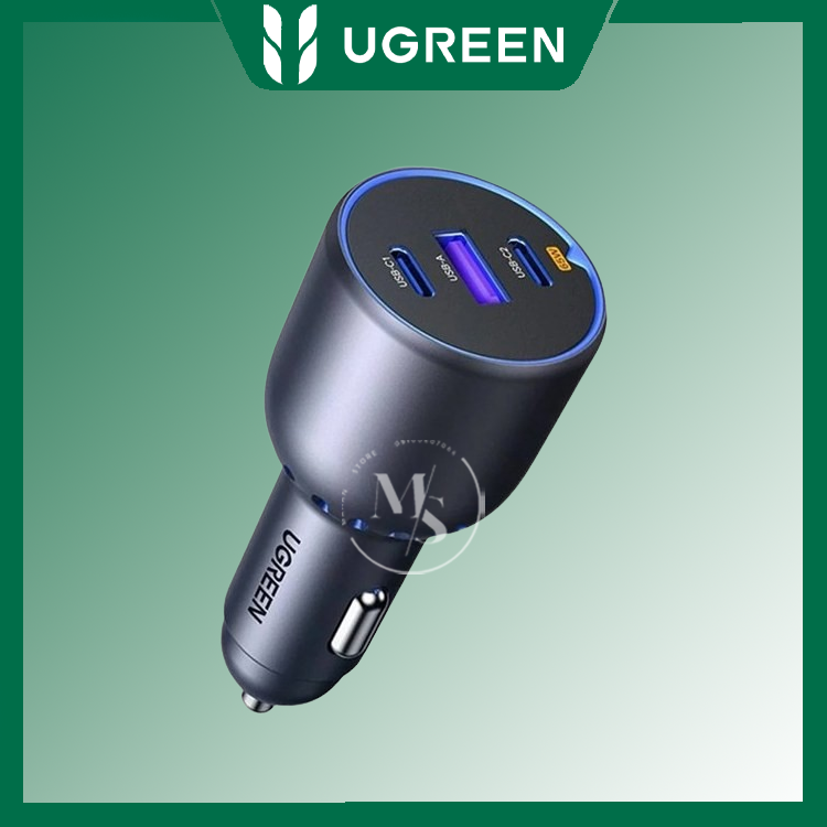 شارژر فندکی 75W یوگرین مدل EC703-35024 با 2 خروجی USB-C و 1 خروجی USB-A