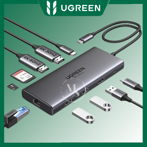 هاب 10 پورت یوگرین UGREEN USB C Docking Station Dual Monitor, 10-in-1 Laptop Dock with 2 HDMI cm639