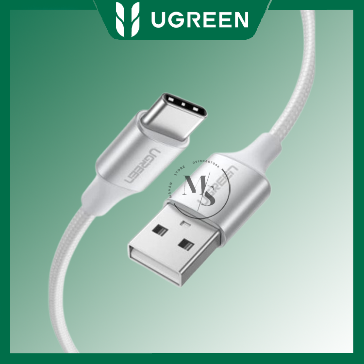 کابل US288-60409 USB-A to Type-C Fast Braid 3M(Sil. Wh)