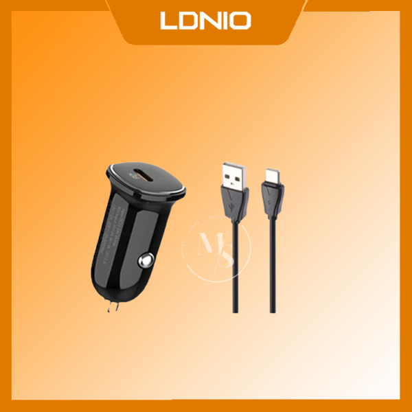 شارژر فندکی 30 وات الدینیو مدل LD-C106 به همراه کابل تبدیل USB-C