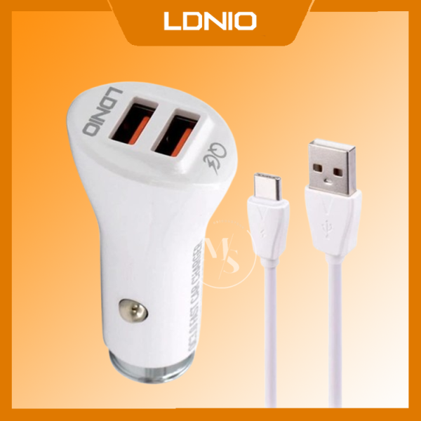 شارژر فندکی 36 وات الدینیو مدل C511Q به همراه کابل تبدیل USB-C